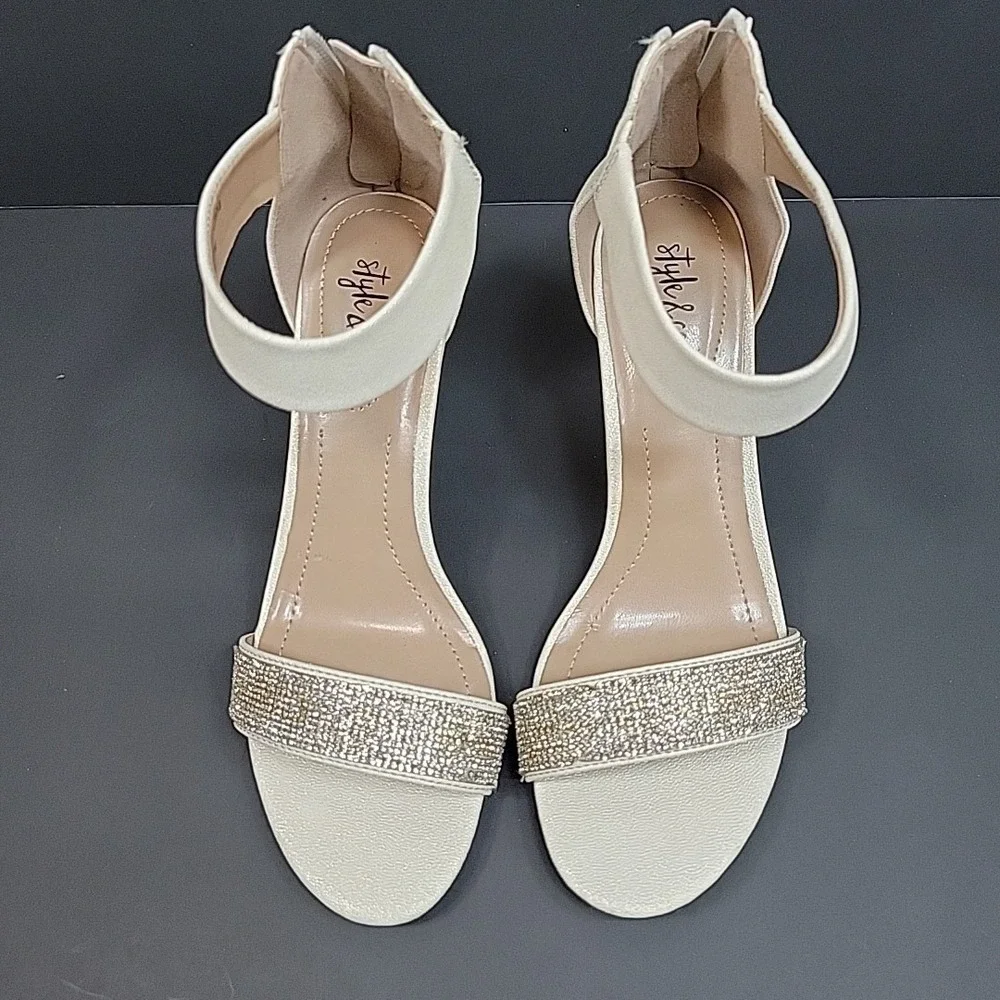 Style & Co Phillyis Open Toe Kitten Heel Rear Zip Ankle Strap US 7 M Elegant - Picture 2 of 7